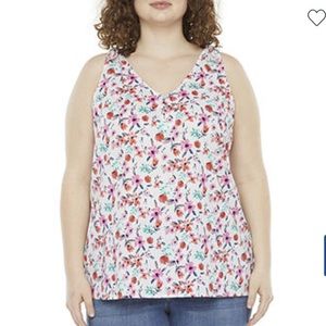 NWT St Johns Bay JC Penny Multi Floral Bow Sleeve Tank